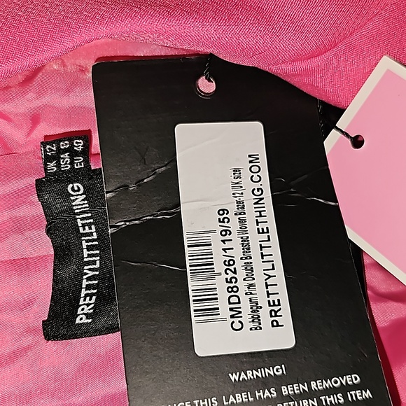 NWT Pretty Little Thing Bubblegum Pink Double Breasted Jacket (8) - Picture 2 of 4